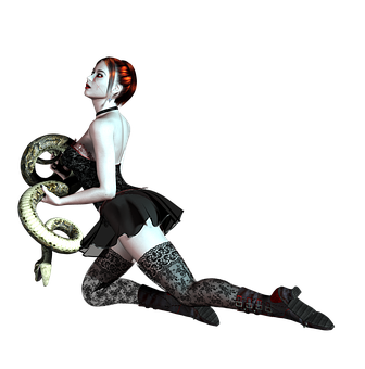 Gothic Girlwith Snake PNG image