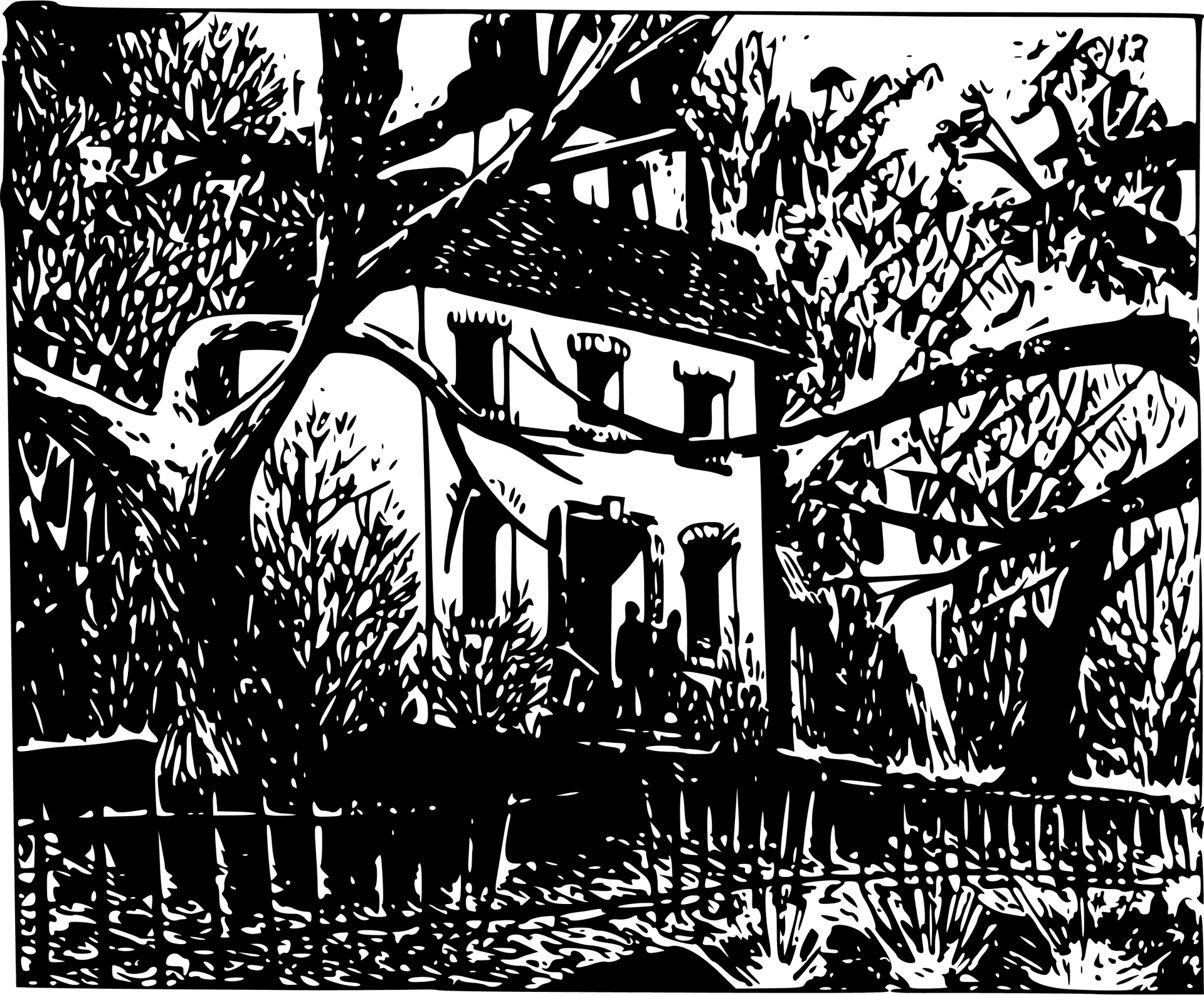 Gothic_ Haunted_ House_ Silhouette PNG image