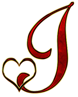 Gothic Letter Gwith Heart PNG image