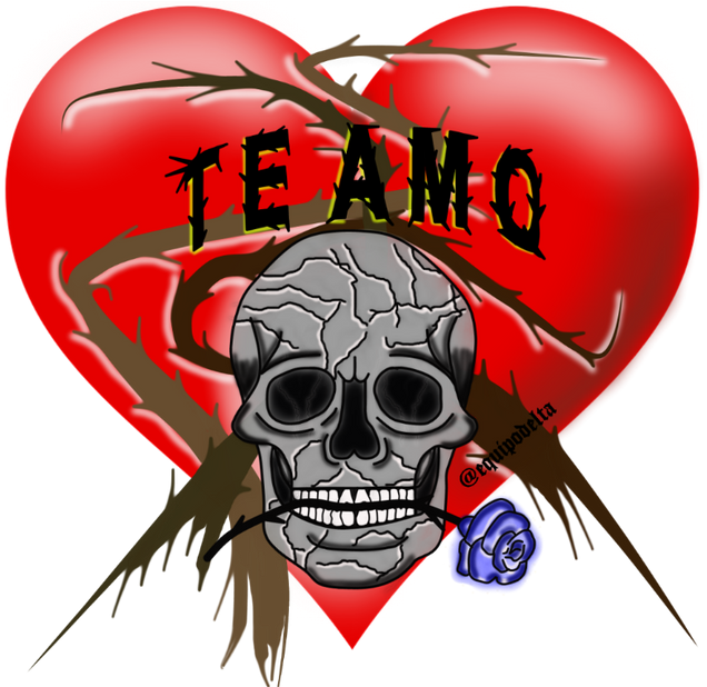 Gothic Love Heartand Skull PNG image