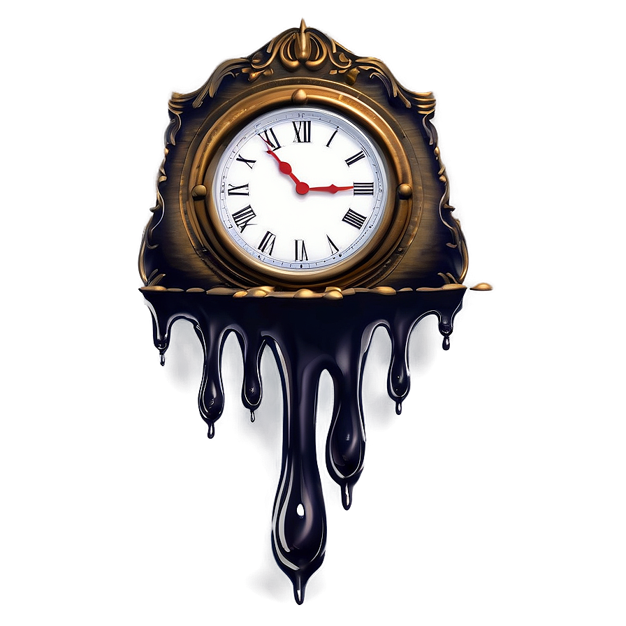 Gothic Melting Clock Design Png 06282024 PNG image