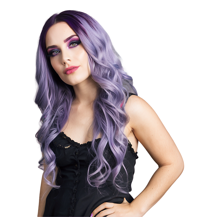 Gothic Purple Hair Fashion Look Png 06272024 PNG image