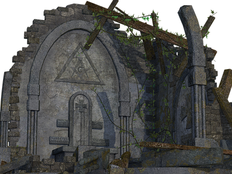 Gothic Ruins Night Scene PNG image