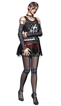 Gothic_ Style_ Animated_ Girl PNG image