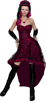 Gothic Style Animated Woman PNG image