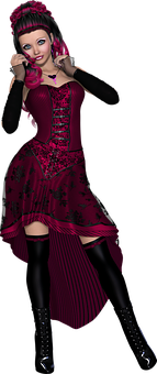 Gothic Style Animated Woman PNG image