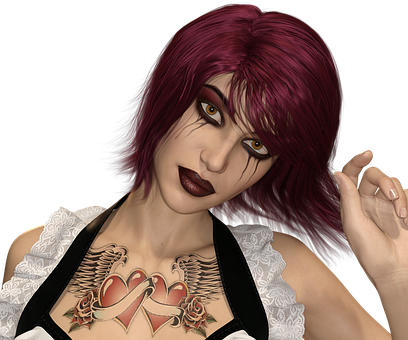 Gothic Style Animated Woman PNG image