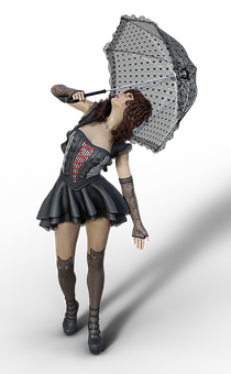 Gothic_ Style_ Woman_with_ Umbrella PNG image