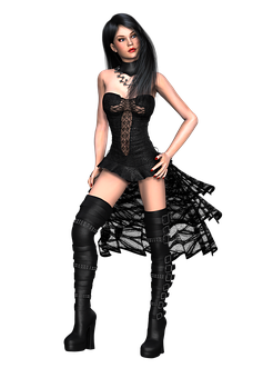 Gothic Style3 D Model Girl PNG image