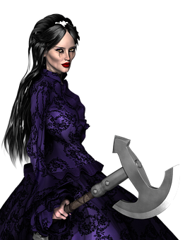 Gothic Womanwith Axe PNG image