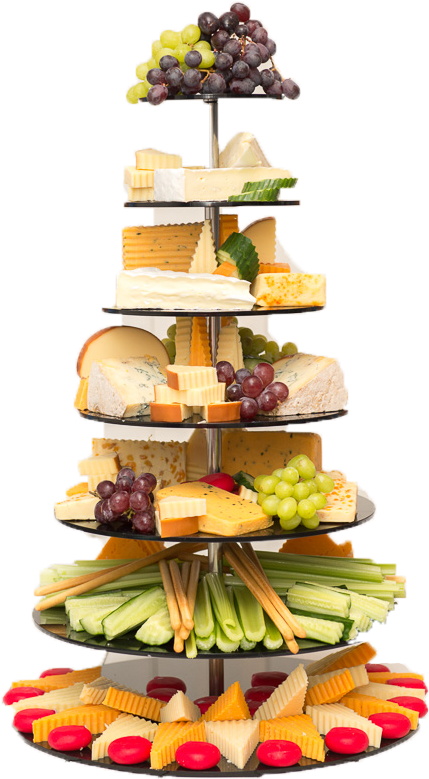 Gourmet Cheese Fruit Tower PNG image