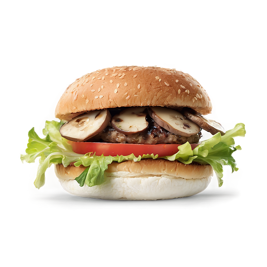 Gourmet Mushroom Swiss Burger Png Yyb14 PNG image