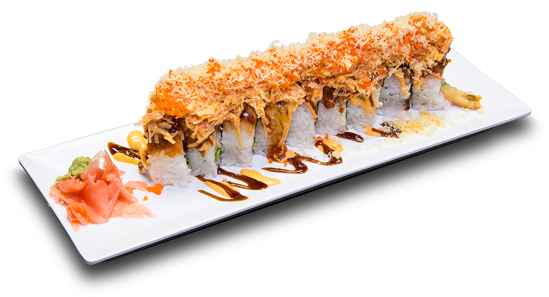 Gourmet Sushi Roll Plating PNG image