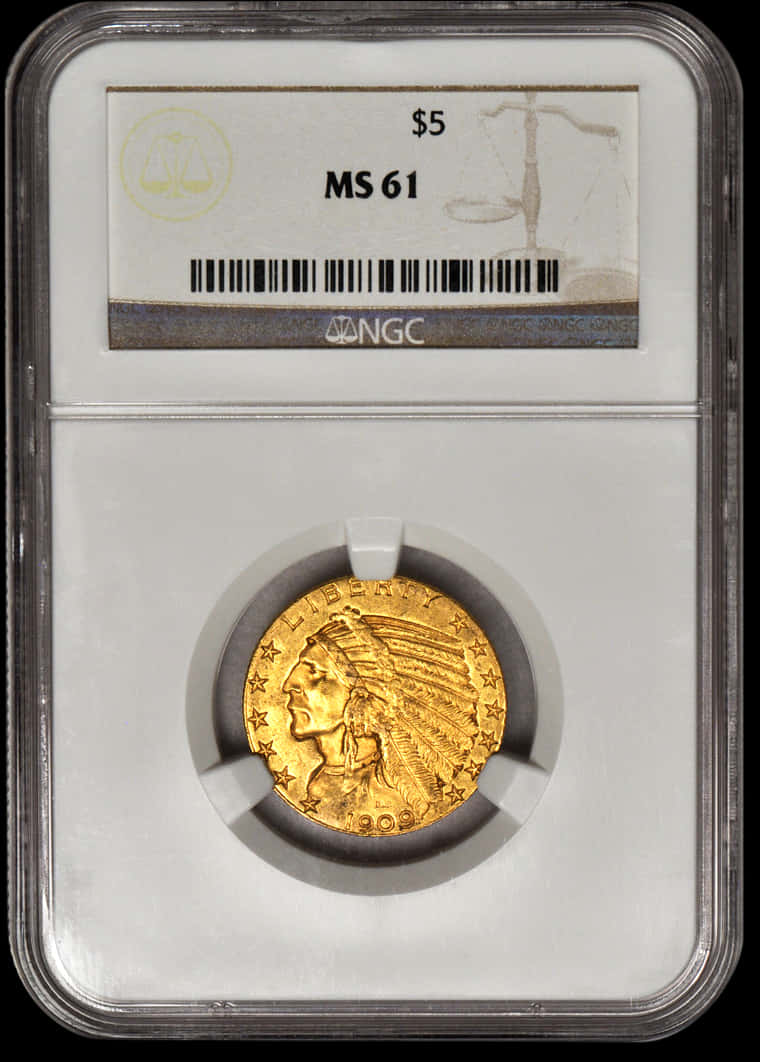 Graded Gold Coin N G C M S61 PNG image