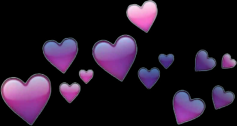 Gradient Hearts Black Background PNG image