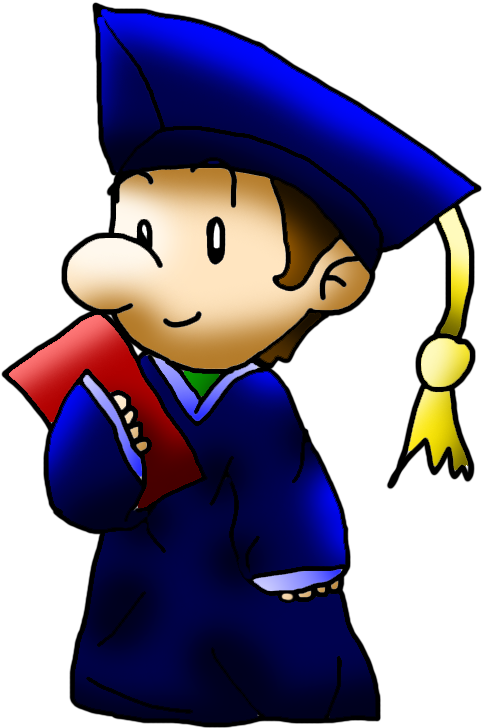 Graduate Cartoon Character Capand Gown.png PNG image