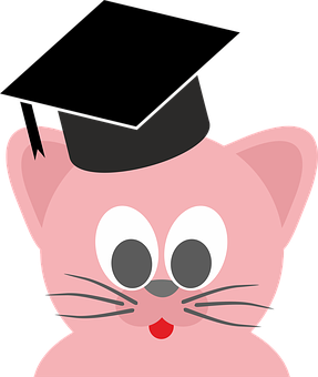 Graduate Cat Cartoon Clipart PNG image