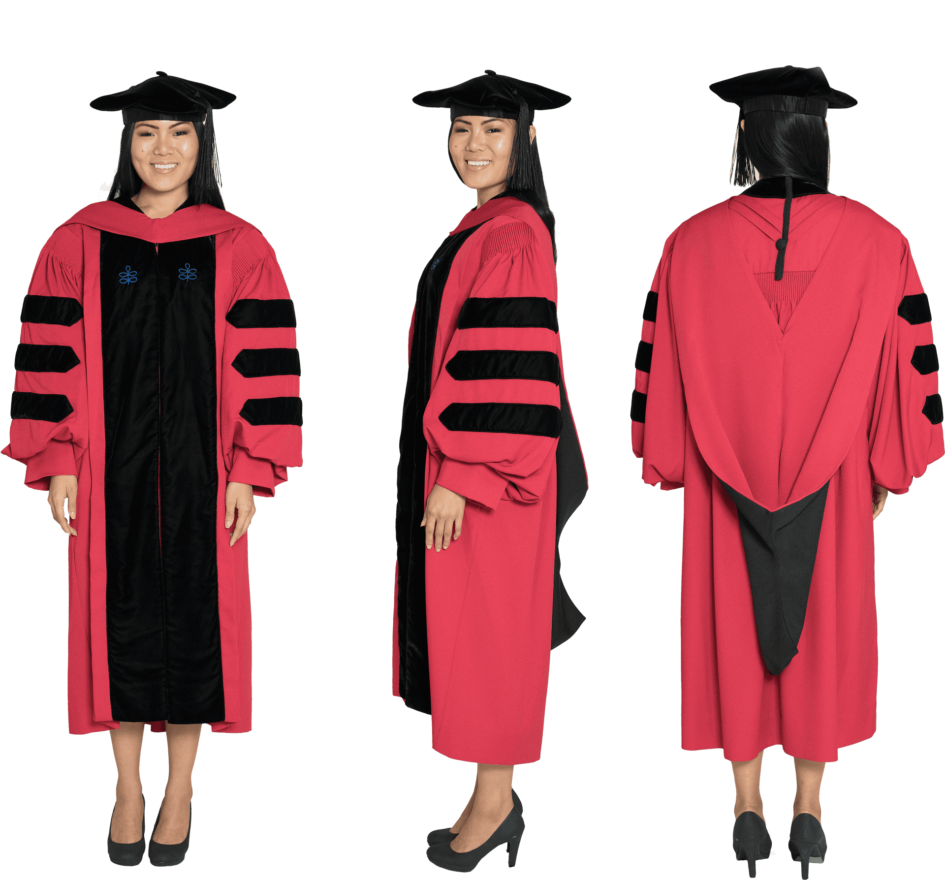 Graduate In Red And Black Regalia PNG image