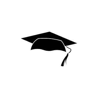 Graduation Cap Outlineon Black Background PNG image