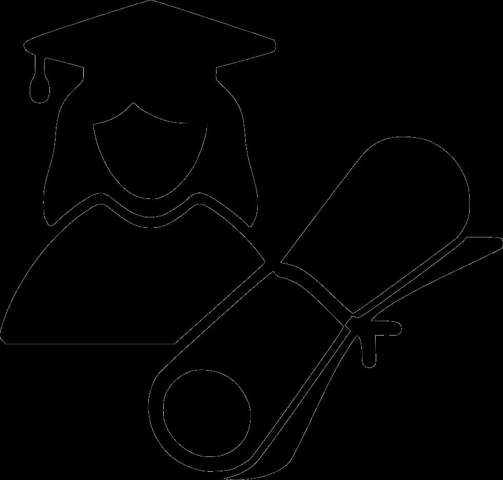 Graduation Capand Diploma Outline PNG image