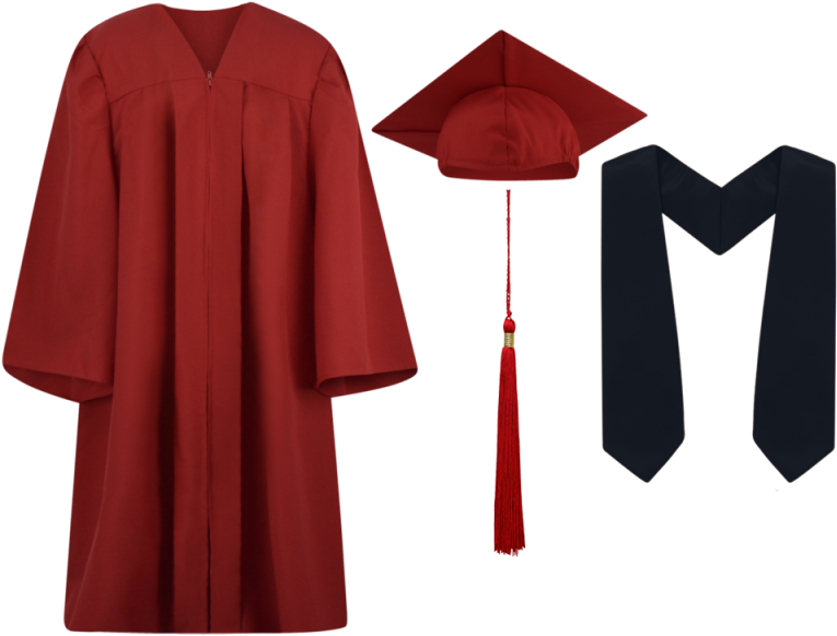 Graduation Capand Gown Red PNG image