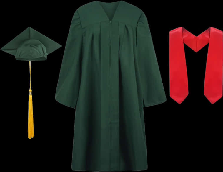 Graduation Capand Gownwith Red Stole PNG image