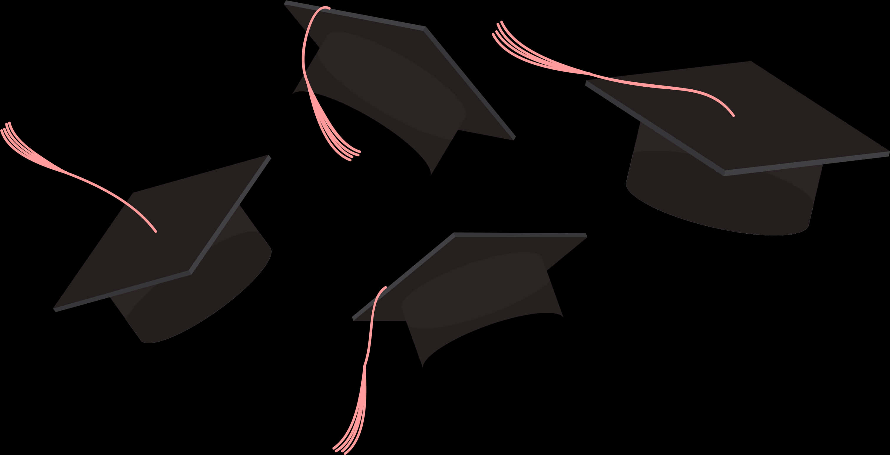 Graduation Caps Tossedin Celebration PNG image