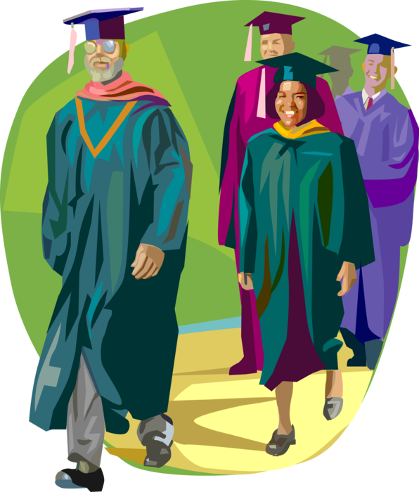 Graduation Procession Illustration PNG image
