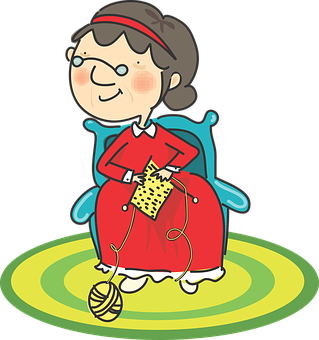 Grandmother Knitting Cartoon PNG image