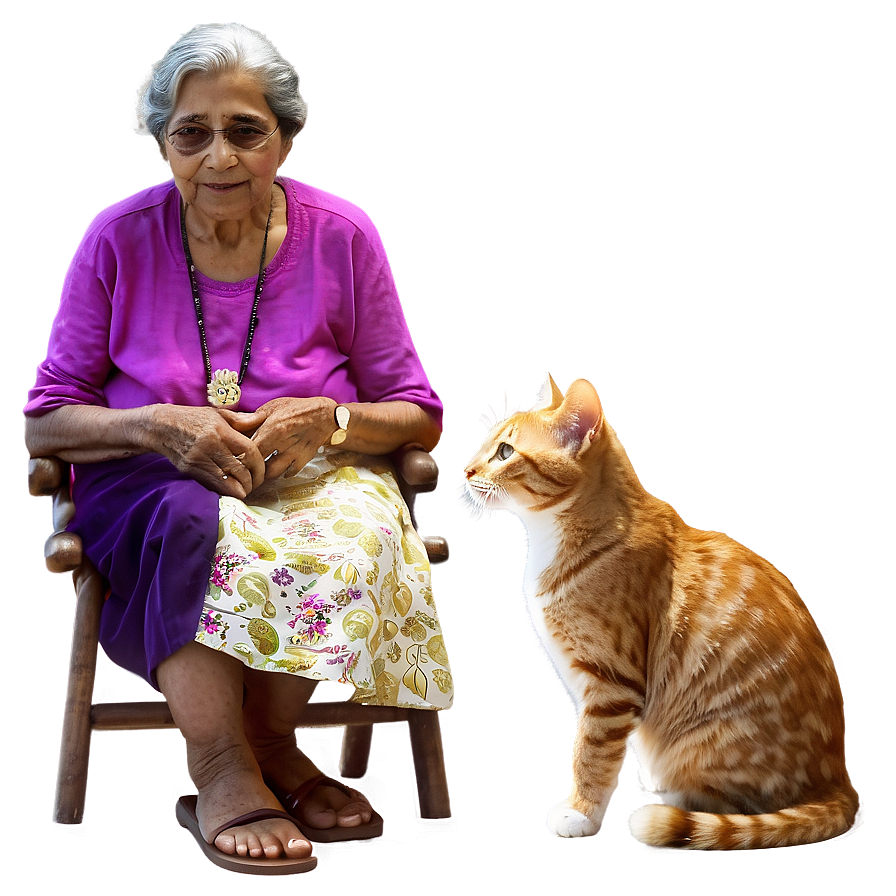 Grandmother With Cat Png 12 PNG image