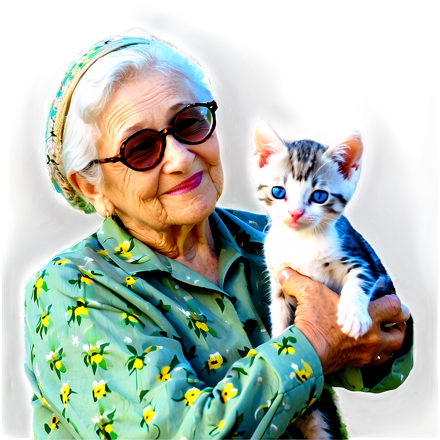 Grandmother With Cat Png 40 PNG image