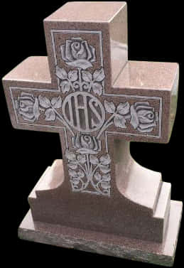Granite Crosswith Rosesand I H S Monogram PNG image