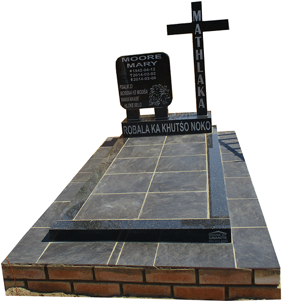 Granite Tombstonewith Crossand Plaque PNG image