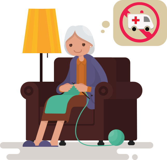 Granny Knitting Comfortably At Home PNG image