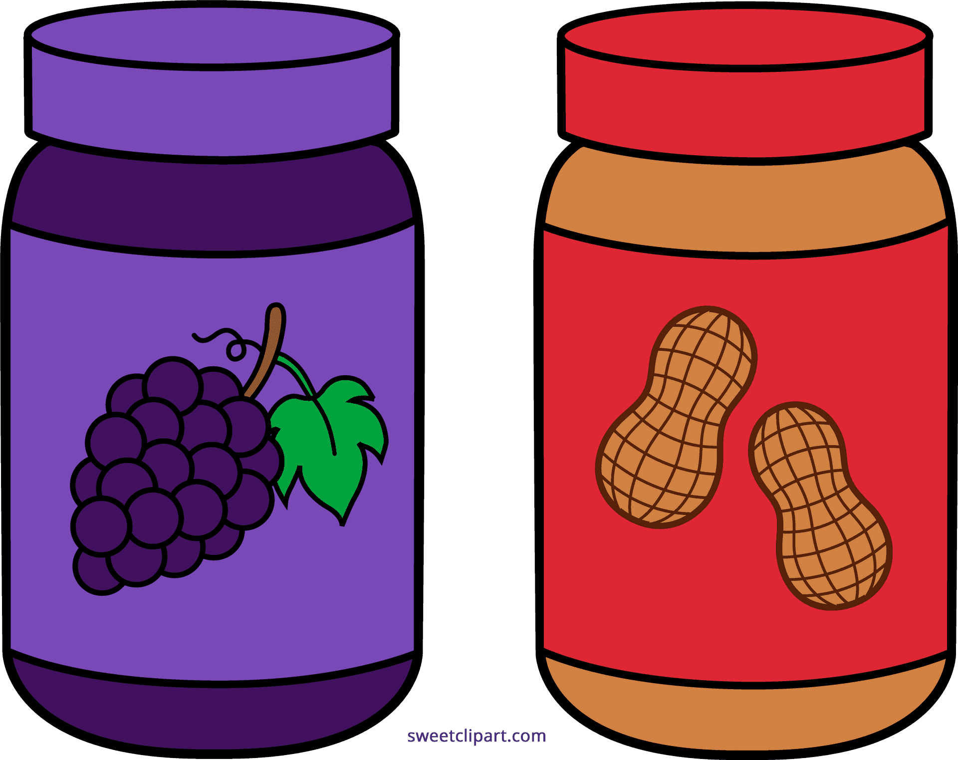 Grape Jellyand Peanut Butter Jars PNG image