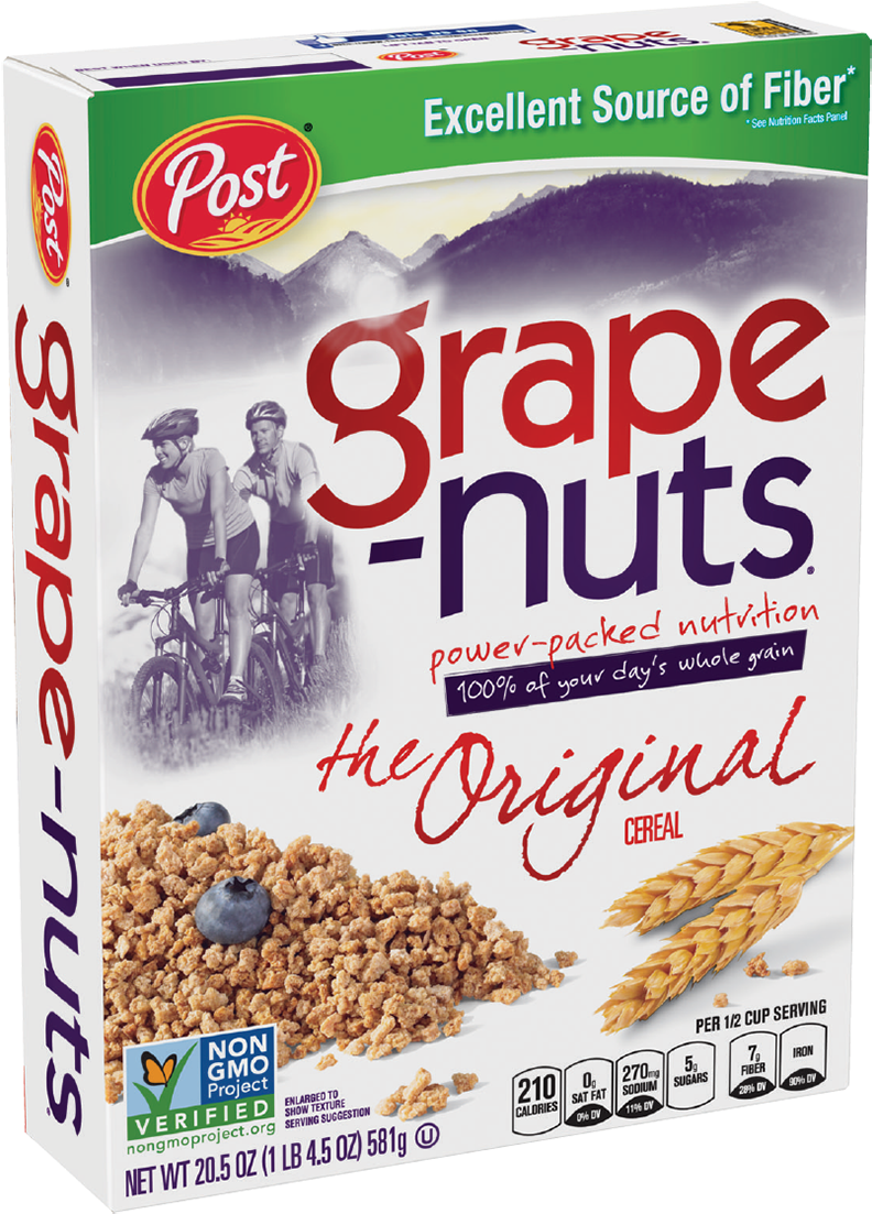 Grape Nuts Cereal Box Post Brand PNG image