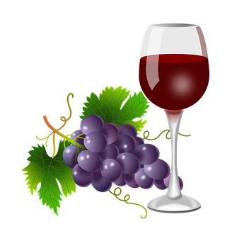 Grapesand Wine Glass Illustration PNG image