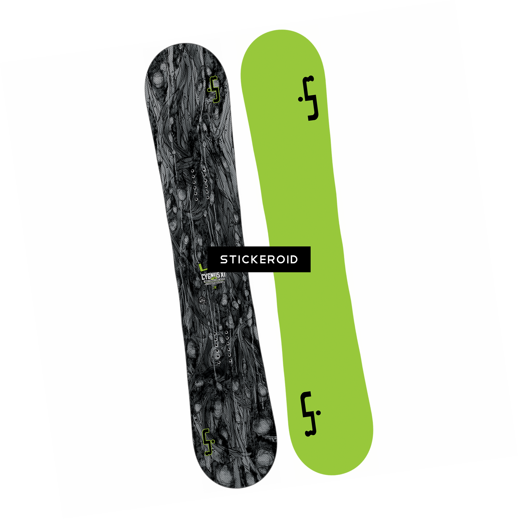 Graphic Blackand Green Snowboards PNG image