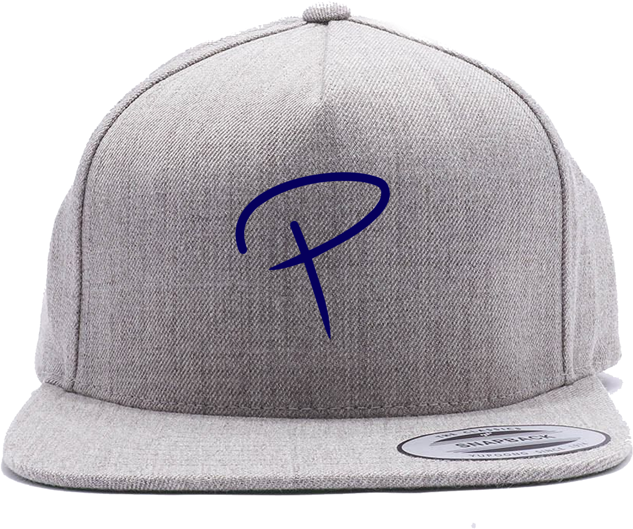 Gray Flat Brim Capwith Blue Logo PNG image