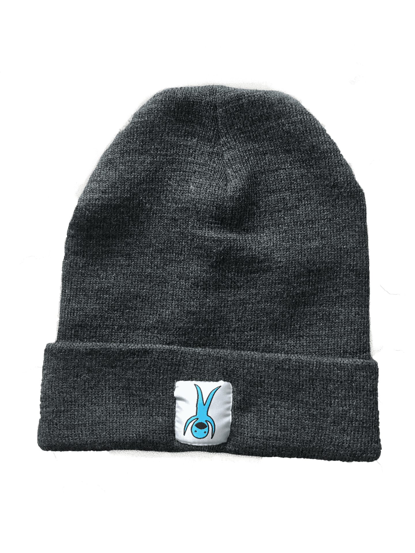 Gray Knit Beaniewith Logo Patch PNG image