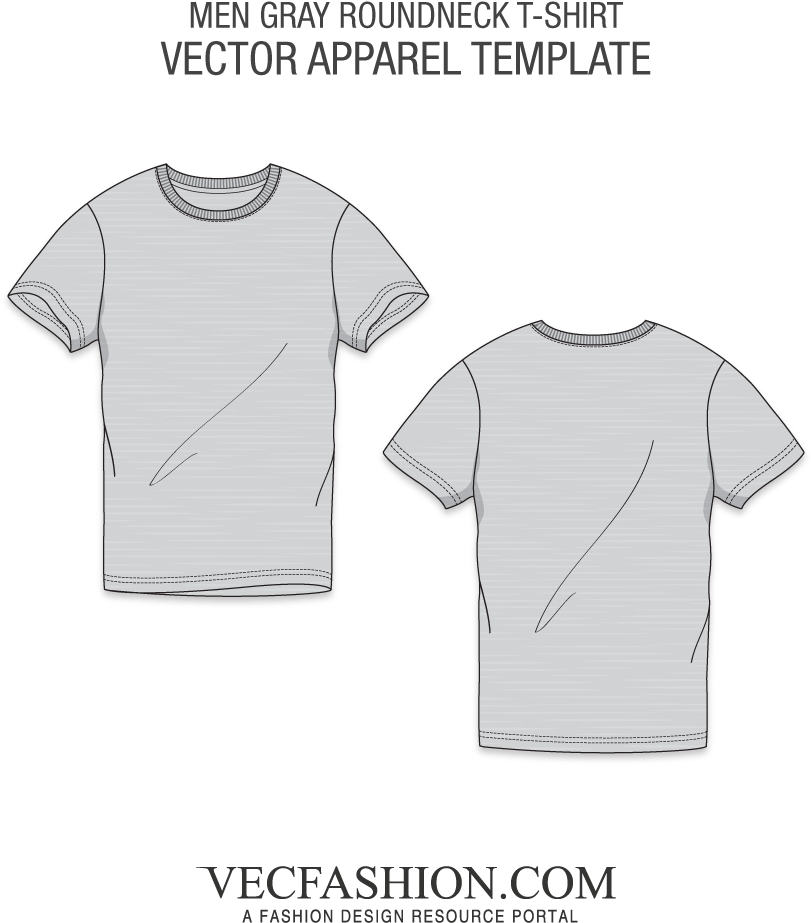 Gray Roundneck Tshirt Vector Template PNG image