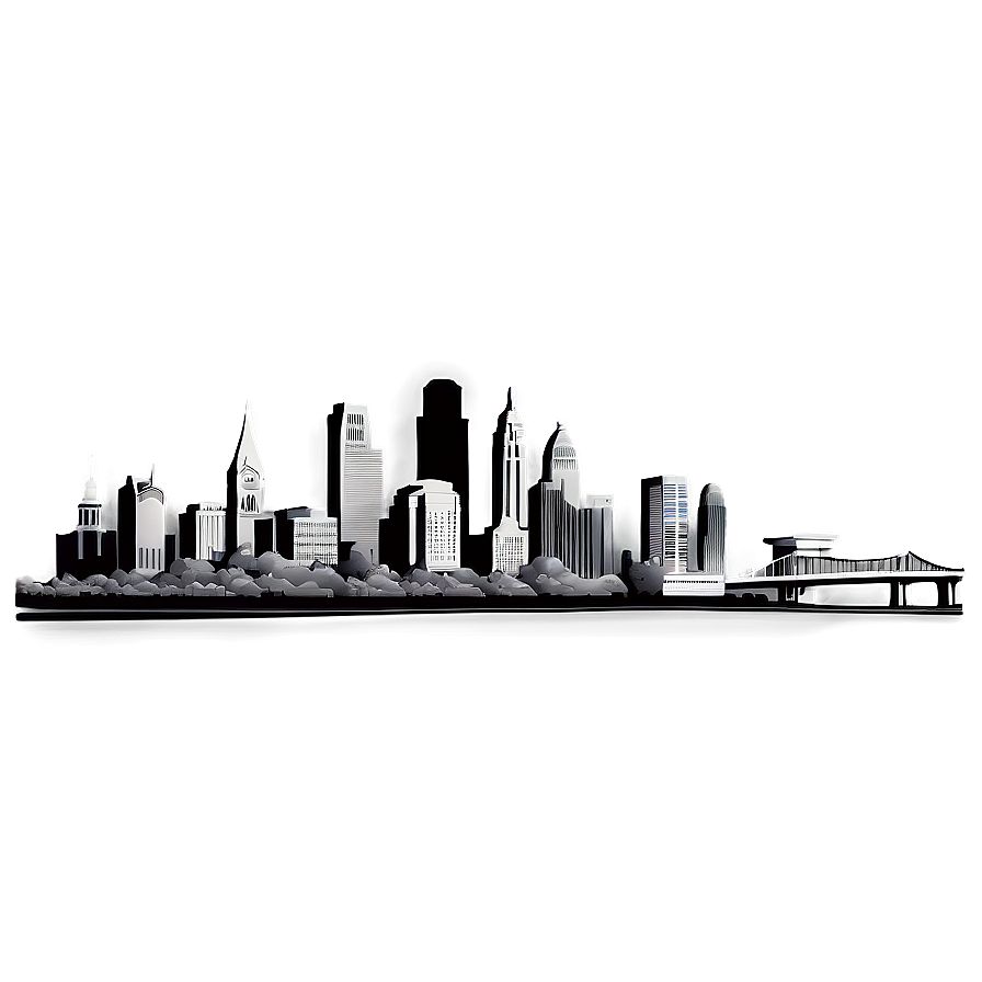 Grayscale Philadelphia Skyline Png 13 PNG image