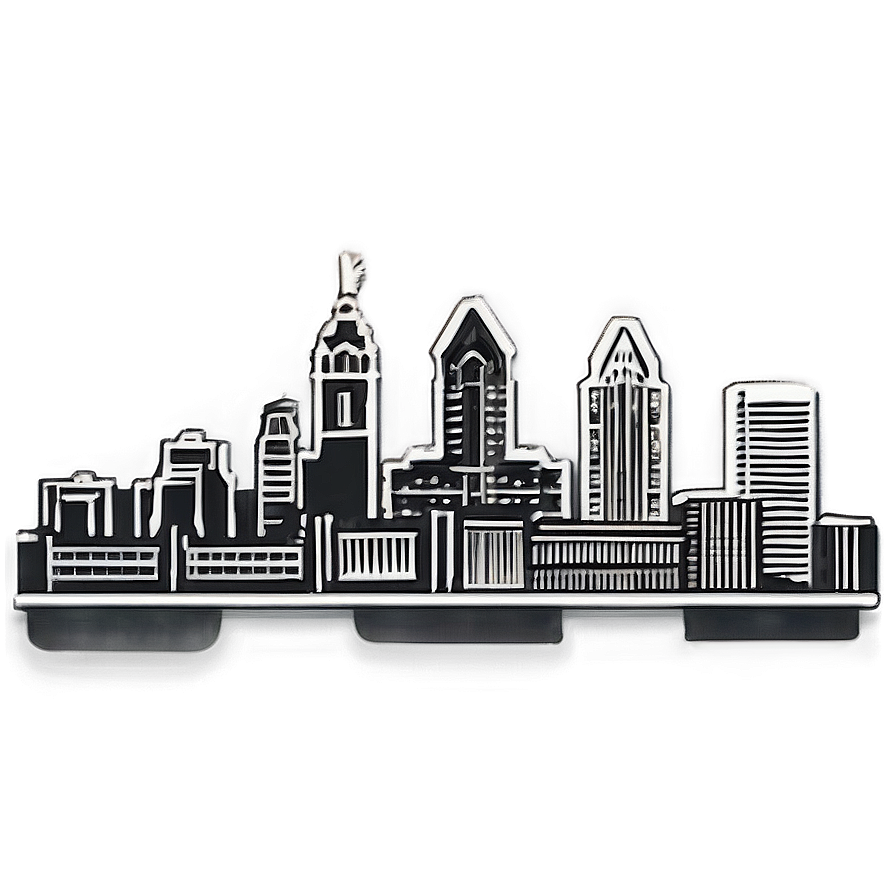 Grayscale Philadelphia Skyline Png Run PNG image