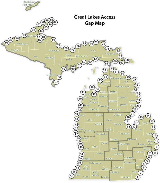Great Lakes Access Gap Map PNG image