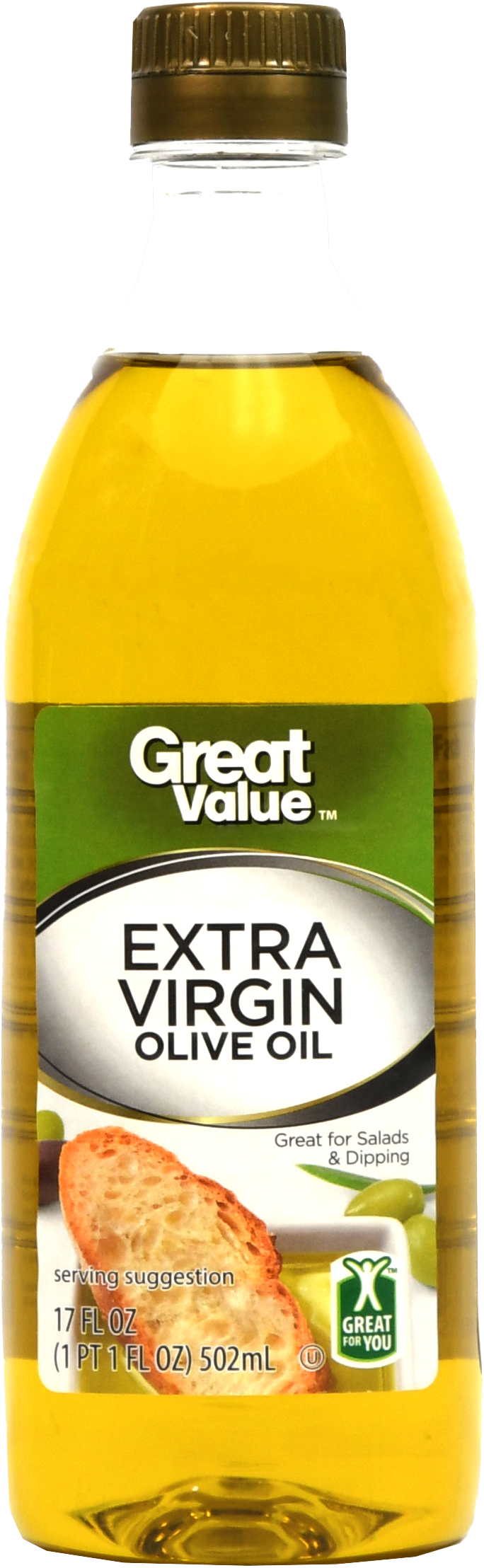 Great Value Extra Virgin Olive Oil Bottle PNG image