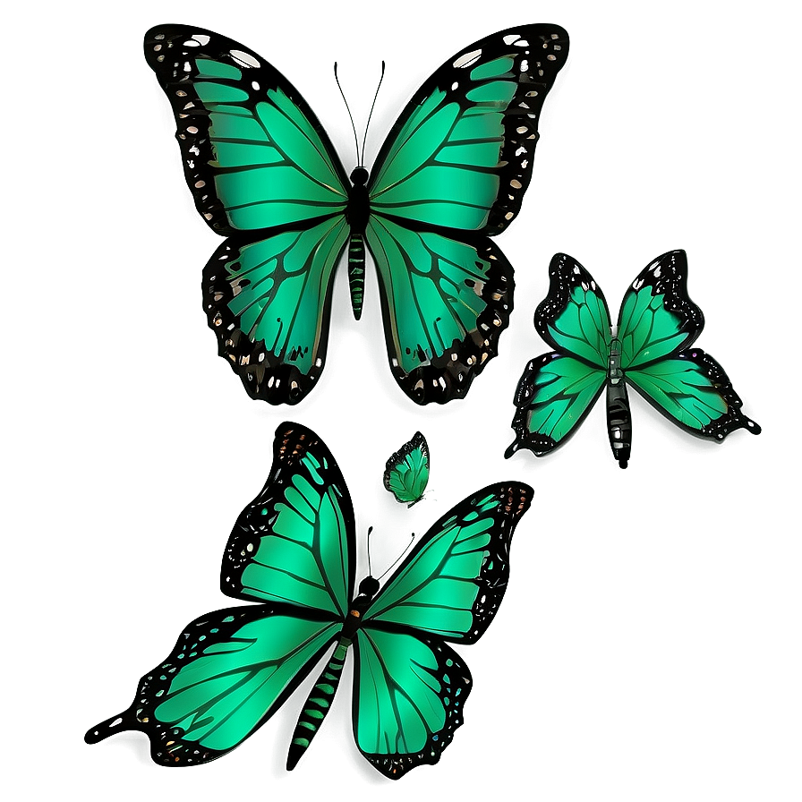 Green And Black Butterfly Design Png Kyy11 PNG image