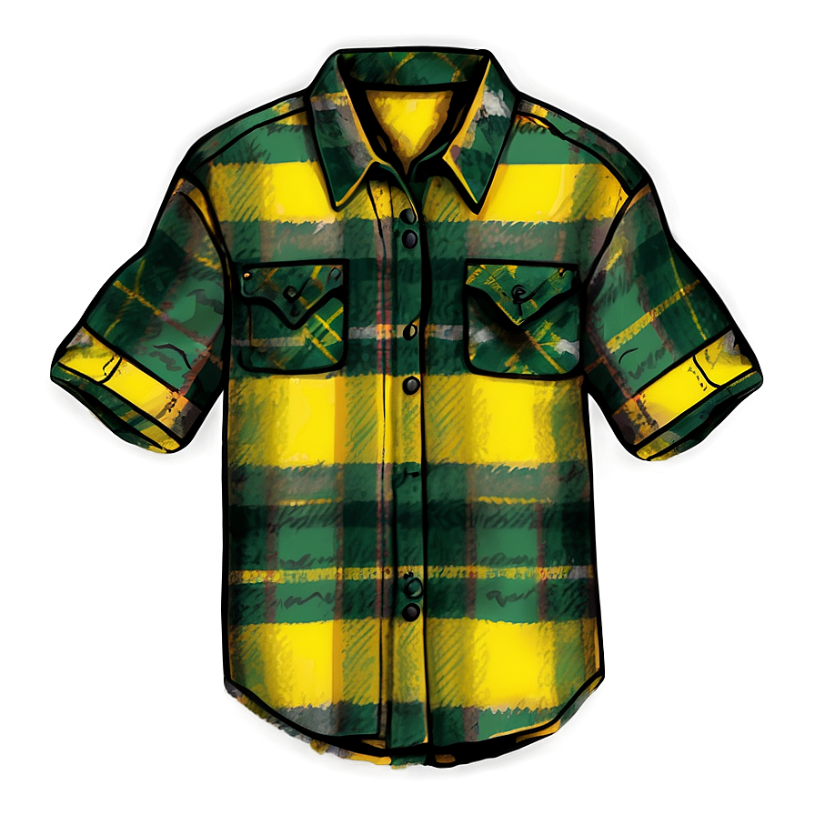 Green And Yellow Flannel Png Lws18 PNG image