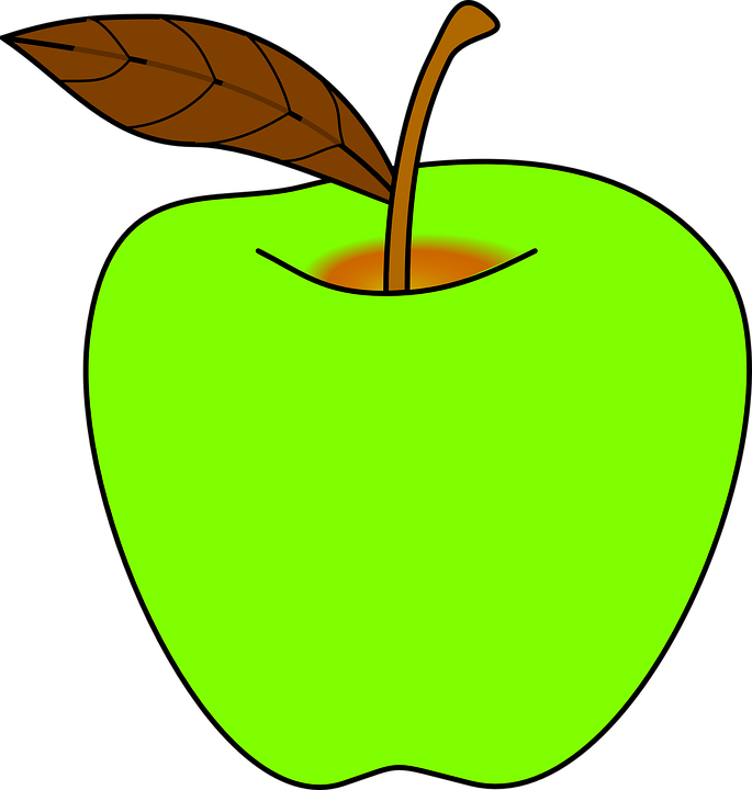 Green Apple Cartoon Illustration PNG image