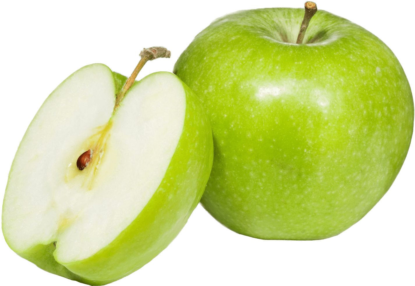 Green Apple Halfand Whole PNG image