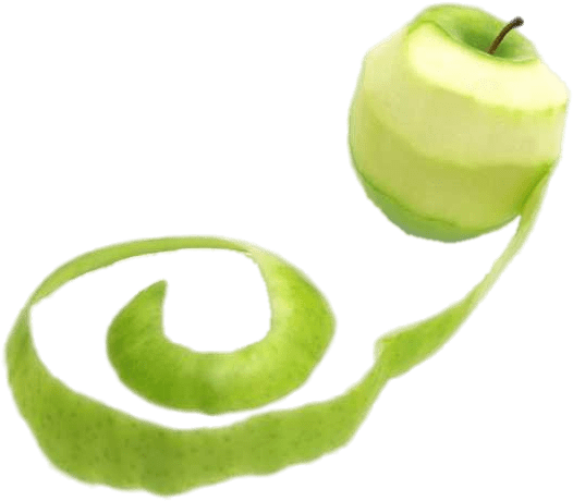 Green Apple Peeled Spiral PNG image